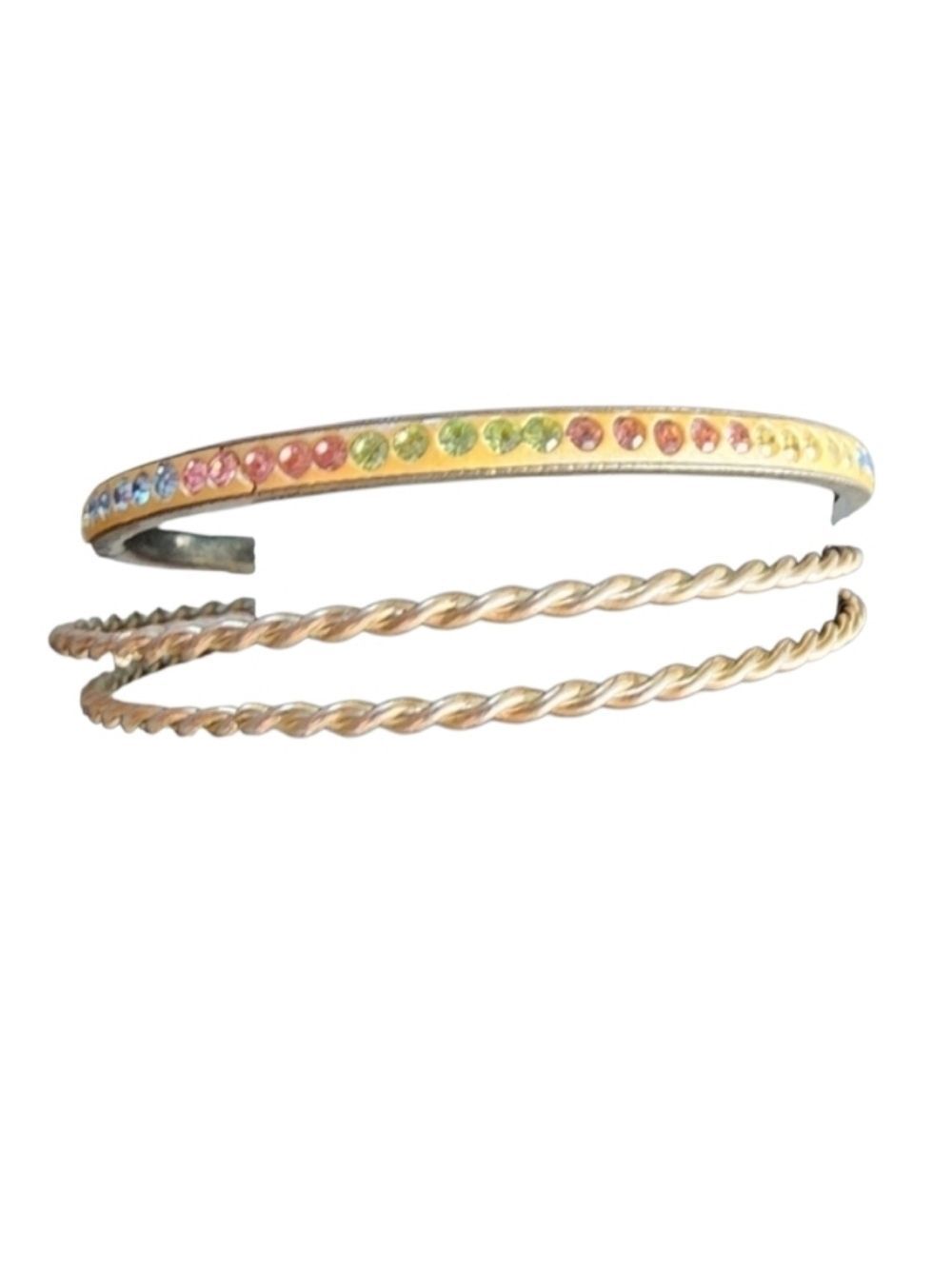 Goldtone Multicolor Crystal Bangle Set